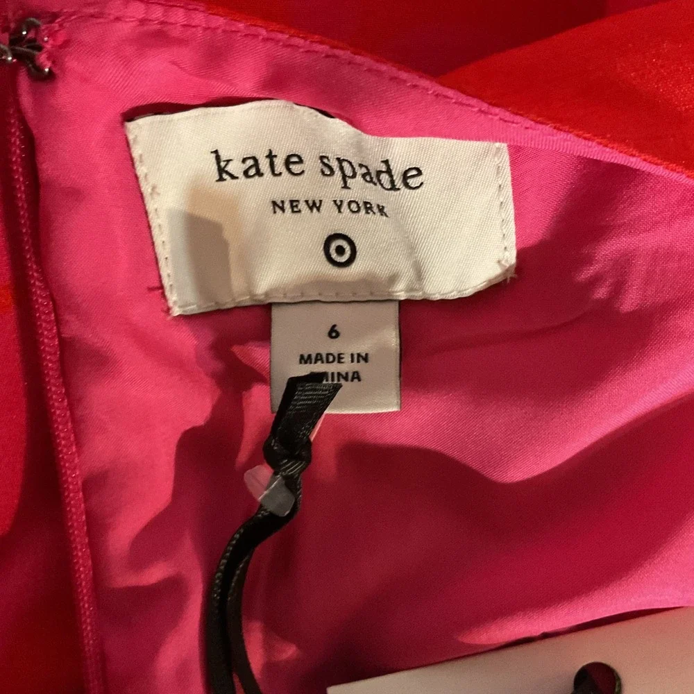 Kate Spade Target Red Pink Classic Floral Sleeveless Peplum‎ Midi Dress Sz 6 NWT